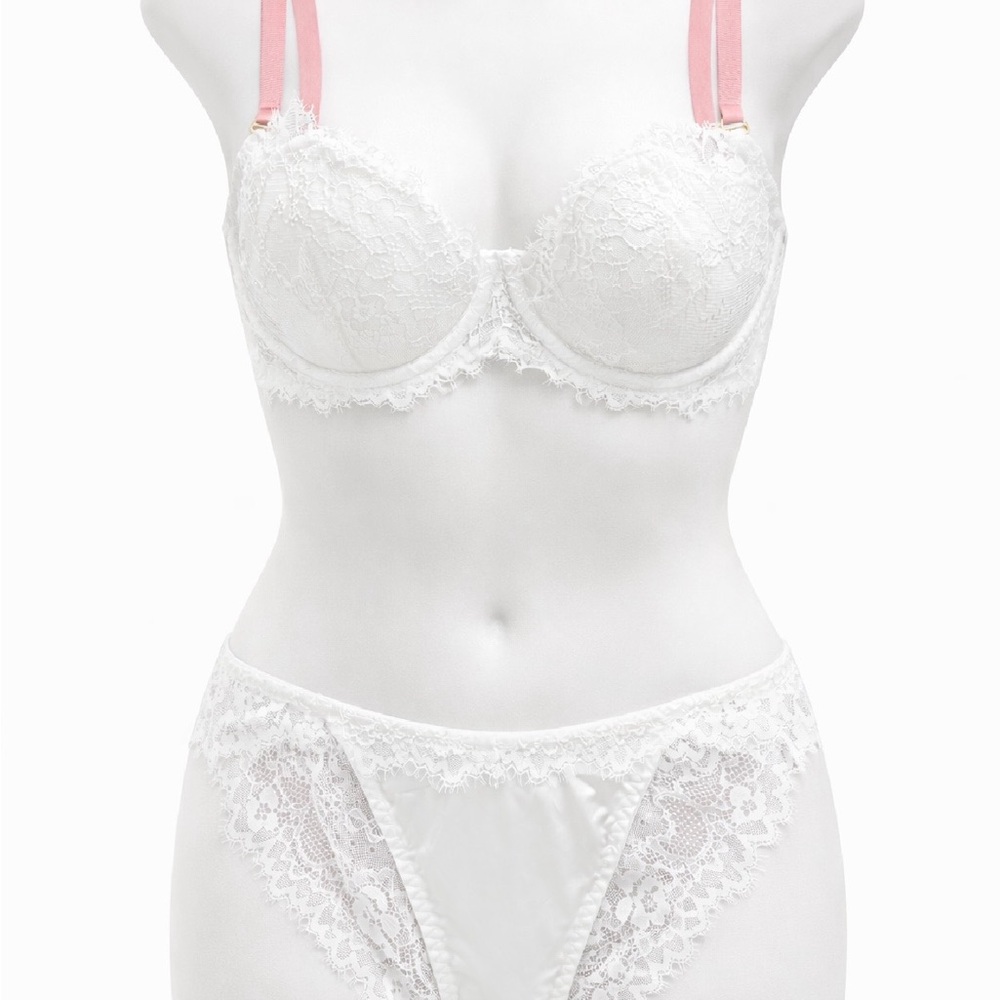 Elegant Lace Trim Bra Bundle Black, White, Pink